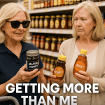 &ldquo;Two senior women shopping for honey: one confidently selecting high-quality Manuka honey, the other picking a cheaper sugar-filled option&mdash;symbolizing the difference between MAP and MLTC benefits.&rdquo;